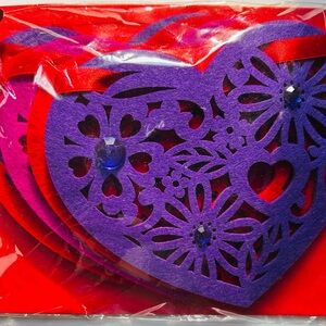 2 Papyrus Bejeweled Purple Pink and Red Heart Banners/Cards Brand New